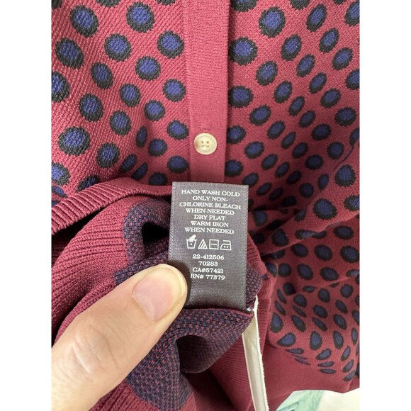 Ann Taylor Burgundy Polka Dot Cardigan Button Up M Nylon Sweater NWT - Picture 4 of 7